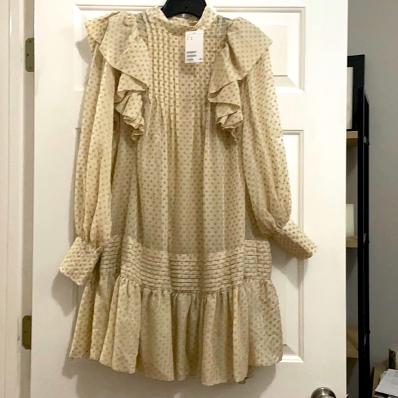 H&M Tops - H&M Layered Ruffled Shoulder Polka Dot Tunic NWT